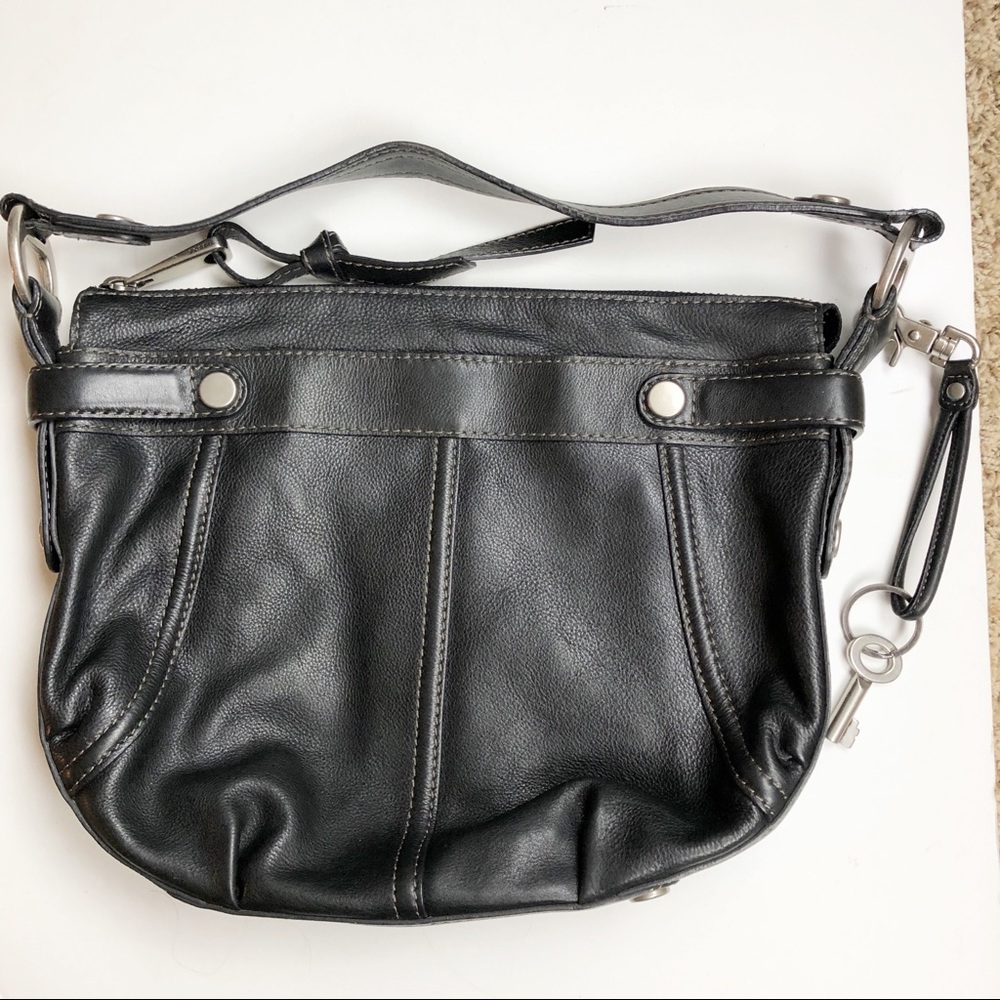 Fossil Fifty Four Black Leather Shoulder Bag